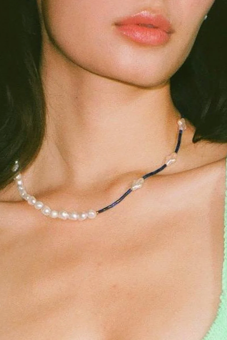 Lapis Lazuli & Freshwater Pearl Necklace